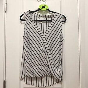 Black and White V-Neck Blouse